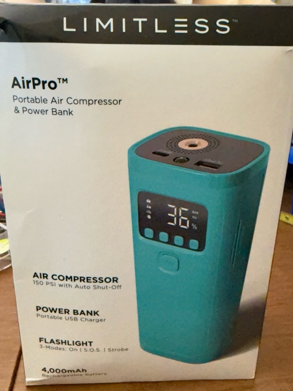 LIMITLESS AirPro Portable Air Compressor & Power Bank - Teal